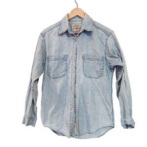 Levis Red Tab Womens Denim Button-Up Shirt Light Wash S